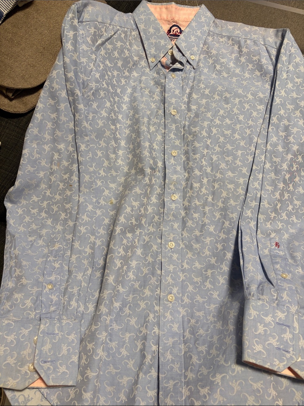 Robert Graham Light Blue Scroll-Print Button-Down Shirt